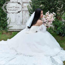 チュール リボン ヘッドドレス【フェアリー】(H-159)| ウエディング 前撮り 結婚式 花嫁 韓国 ベール 披露宴 7枚目の画像