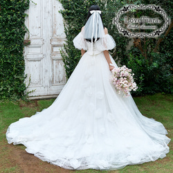 チュール リボン ヘッドドレス【フェアリー】(H-159)| ウエディング 前撮り 結婚式 花嫁 韓国 ベール 披露宴 8枚目の画像