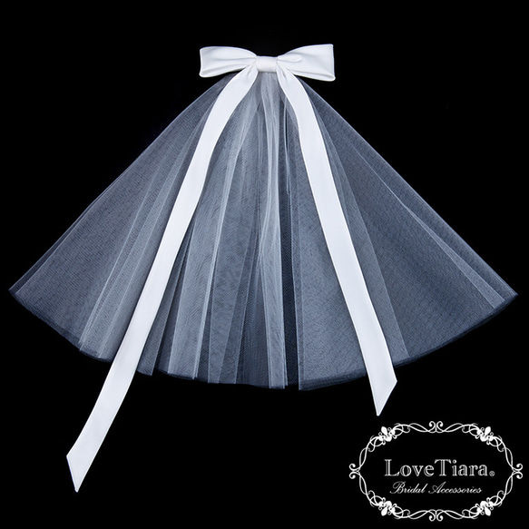 チュール リボン ヘッドドレス【フェアリー】(H-159)| ウエディング 前撮り 結婚式 花嫁 韓国 ベール 披露宴 9枚目の画像