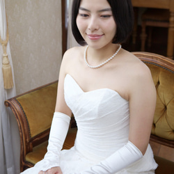 【販売終了】サテン フィンガーレス グローブ・肘下 ⑫|結婚式 挙式 花 レース ロング  ウエディング 花嫁 4枚目の画像