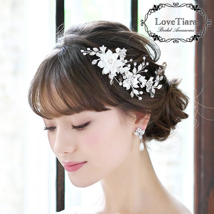 ヘッドドレス【ジュリア】H-140|リーフ 花 フラワー ウエディング 結婚式 かわいい 小枝 花嫁 ナチュラル 上品