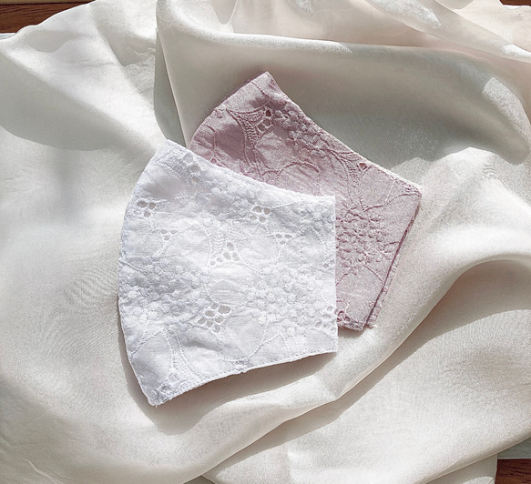日本製シルク100%絹マスク✳︎シルクマスク✳︎レースマスク✳︎三層構造マスク✳︎ 2枚目の画像
