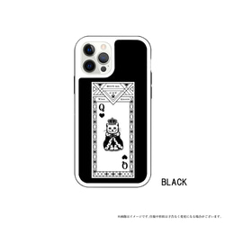 【iPhone13】猫 ねこ 強化ガラス トランプ 女王 QUEEN iPhoneケース スマホケース イラスト 2枚目の画像