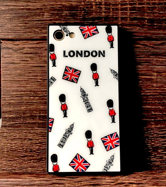 ポップなロンドン柄 iPhoneケース スマホケース スマホカバー イラスト ロンドン おしゃれ かわいい シンプル 1枚目の画像