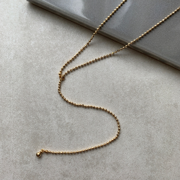 【175】〜真鍮製〜 gold ballchain necklaces 6枚目の画像