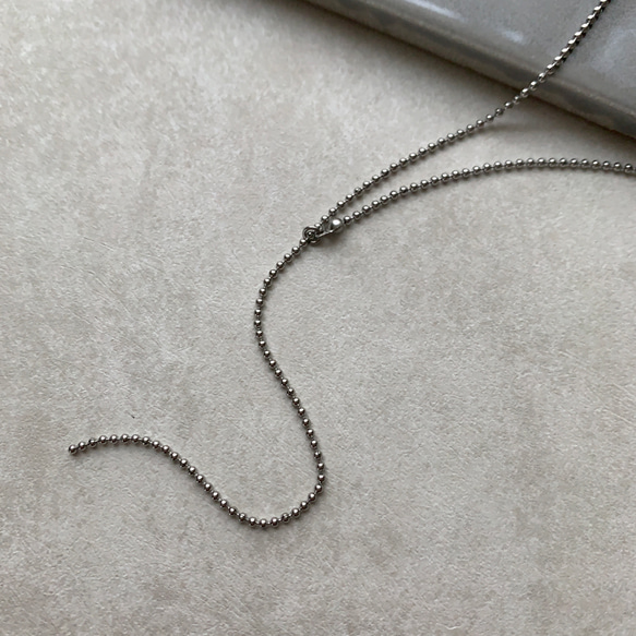 【177】〜ステンレス製〜silver ballchain necklace 8枚目の画像