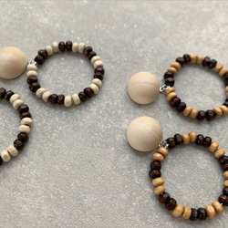 【161】wood cabochon × wood beads      …i 3枚目の画像