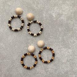 【161】wood cabochon × wood beads      …i 4枚目の画像