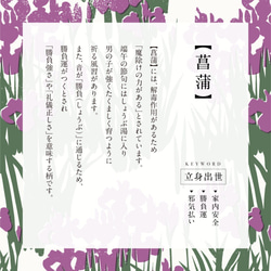 幸せを呼ぶ和モダンアート【しあわせ和柄アートポスター・菖蒲】吉祥和柄と言霊の力で運気アップと癒しの効果を｜A4〜A1 6枚目の画像