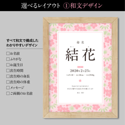 命名書・しあわせ和柄メモリアルポスター｜命名式・お七夜・お宮参り・お食い初めのお祝い＆記念に｜縁起の良い松竹梅デザイン 2枚目の画像