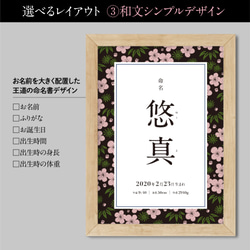 命名書・しあわせ和柄メモリアルポスター｜命名式・お七夜・お宮参り・お食い初めのお祝い＆記念に｜縁起の良い松竹梅デザイン 4枚目の画像