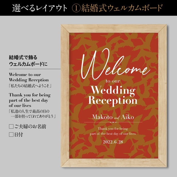 結婚式・しあわせ和柄メモリアルポスター｜披露宴のウェルカムボードに｜結婚記念のポスターに｜インテリア映えの縁起物ポスター 2枚目の画像