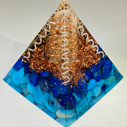 【お守り・魔除け・幸運】フラワーオブライフ六芒星 ピラミッド型 オルゴナイト 2枚目の画像