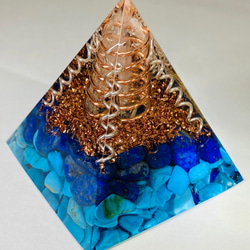 【お守り・魔除け・幸運】フラワーオブライフ六芒星 ピラミッド型 オルゴナイト 3枚目の画像