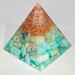 ≪受注制作≫【前向き・決断力UP】フラワーオブライフ六芒星 ピラミッド型 オルゴナイト 2枚目の画像