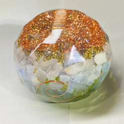 【れんあい運UP・ストレス緩和】ツリーオブライフ＆六芒星 球体型 宝玉 オルゴナイト 2枚目の画像