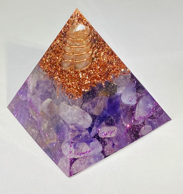 ≪定制≫ 紫水晶【防護/濃縮UP/淨化】Pyramid Orgonite 第3張的照片