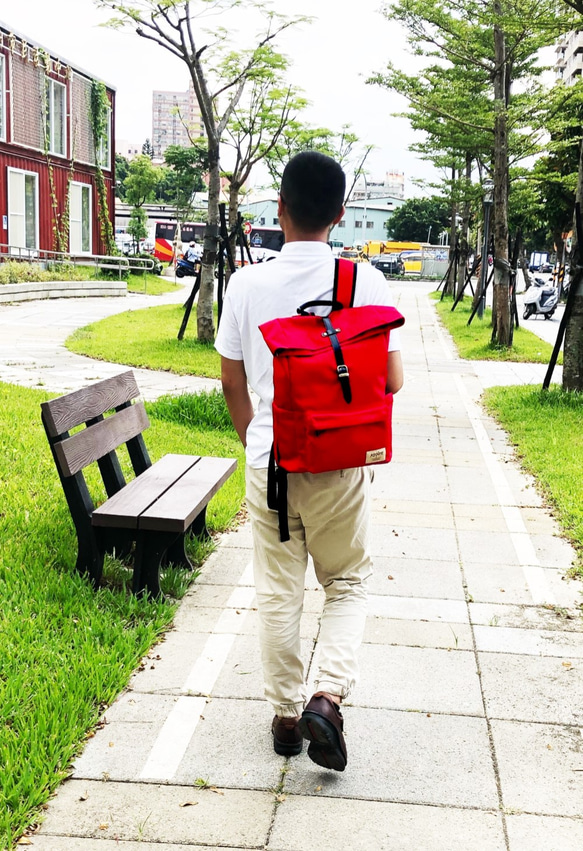 【KOPER】Solid Heart Bag-Single Button Casual Backpack Passion Red 3枚目の画像