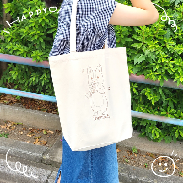 ＊kina＊　わんこパネル　トートバッグ　小物入れ 吹奏楽わんこトートバッグ(全10種類) トートバッグ きくぞう工房