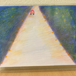 『高速道路から見るオレンジがかった夜景』がテーマの手書きイラスト(癒されてほしいと心を込めて描きました) 2枚目の画像