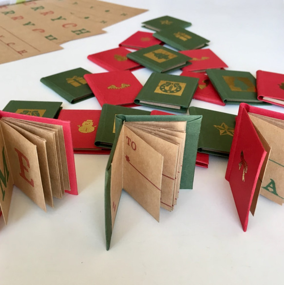 【豆本風】ちいさな本のクリスマスカード2点セット【Xmas】 2枚目の画像