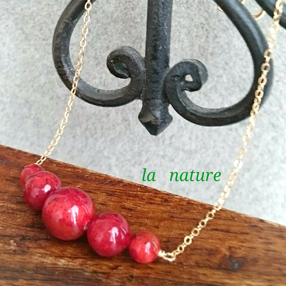 再販》14Kgf アフリカ珊瑚グラデーションネックレス ネックレス  