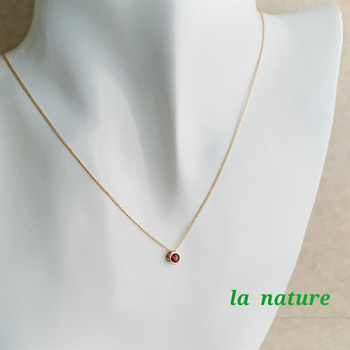 14KGF アンダルサイトとシャンパンガーネットのネックレス 14KGF