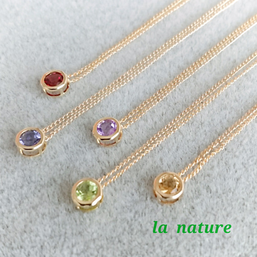 14kgf ガーネットAAA ベゼルネックレス ネックレス・ペンダント