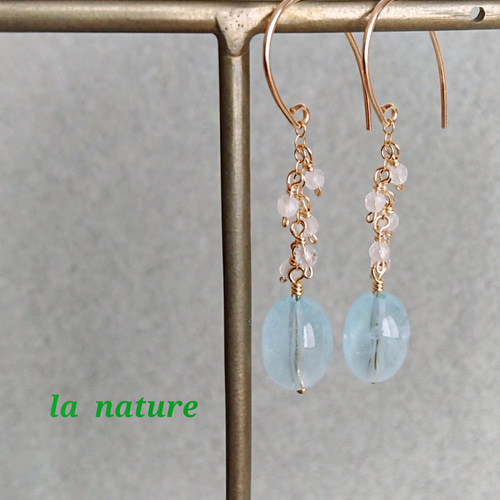 再販》14kgf アクアマリンとレインボームーンストーンAAA チェーン  