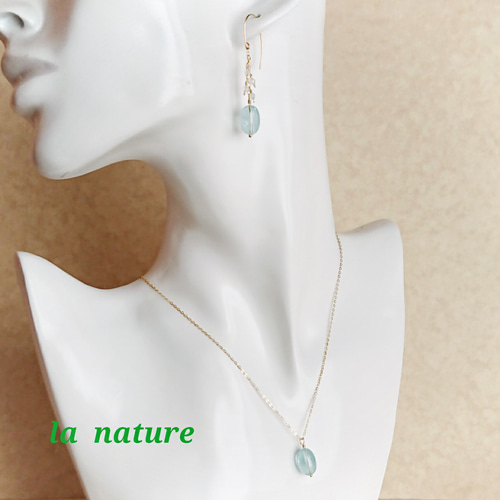 再販》14kgf アクアマリンとレインボームーンストーンAAA チェーン  