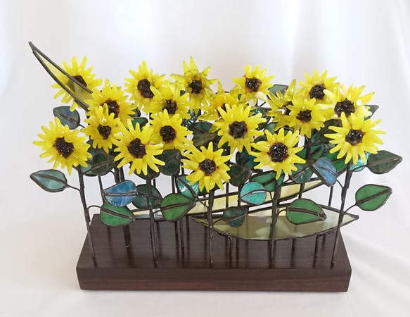 ガラス細工　ミニチュア　ひまわり畑 ガラス細工ミニチュアひまわり畑