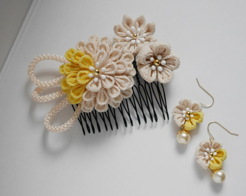 ちりめん ちりめん細工 ピアス アクセサリー つまみ細工 髪飾り