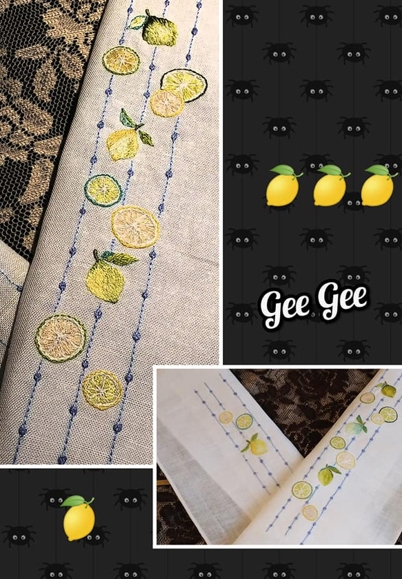 手刺繍半襟   LEMON 4枚目の画像