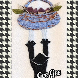 手刺繍半襟 　黒猫　 マロンバスケット 2枚目の画像