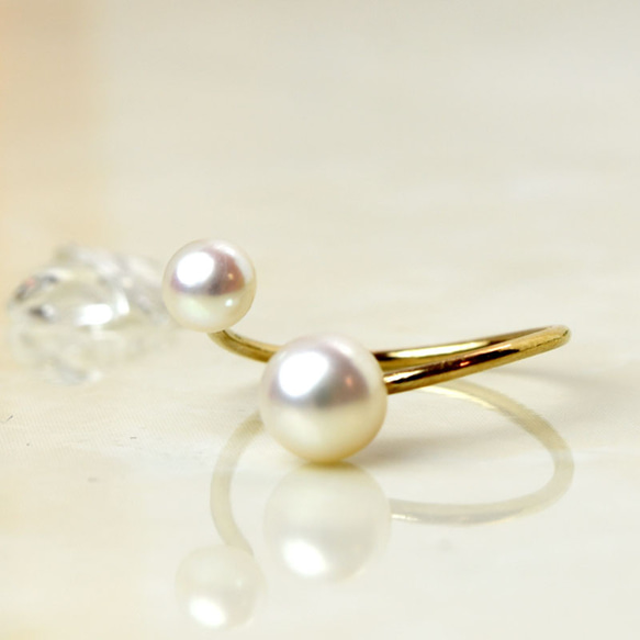 14kgf·淡水珍珠環（白色） 第3張的照片