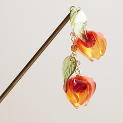 鬼灯レジンの帯飾り、かんざし 鬼灯レジンの帯飾り《青緑》 その他アクセサリー twinkle_resin