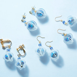 青鬼灯のピアスorイヤリング（夜光蛍ガラス） 5枚目の画像