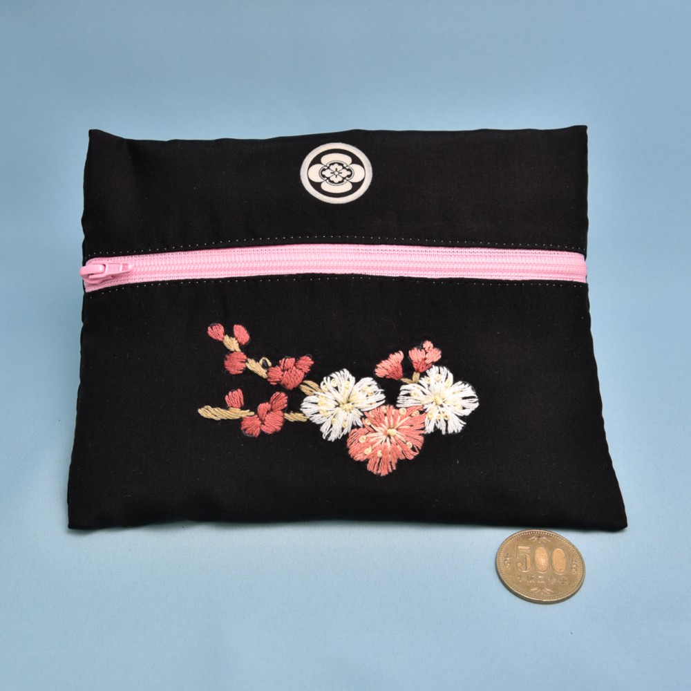正絹手刺繍ポーチ　No.08