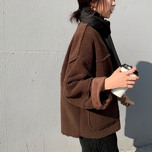 ボアジャケット・アイボリー/ボアブルゾン ブラウン もこもこ