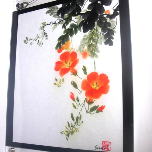 凌霄花（のうぜんかずら）墨彩画 絵画 眞墨彩デザイン 通販