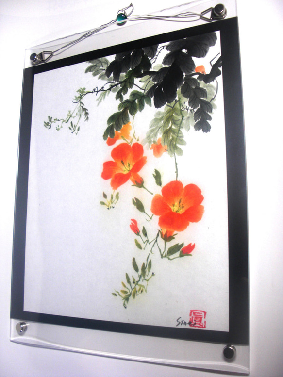 凌霄花（のうぜんかずら）墨彩画 絵画 眞墨彩デザイン 通販