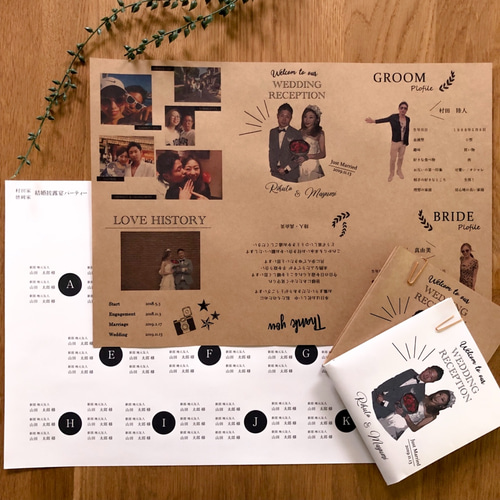 デザインE メニュー表付き席次表 100部 席次表 A4 席次表・席札・メニュー表 homefabpaper 通販