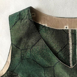 着物リメイク◇グリーン紬のほんのりコクーンワンピース 3枚目の画像