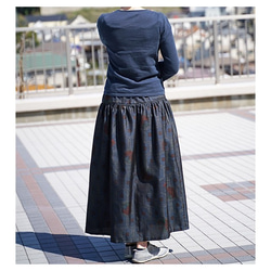 着物リメイク◇大島紬のヨーク切替えのロングスカート 3枚目の画像