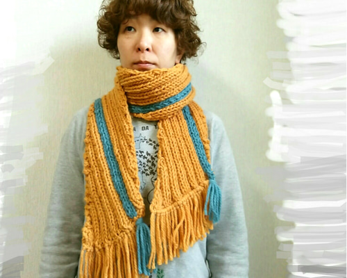 Story mfg ハンドメイド　マフラー STORY MFG(ストーリーエムエフジー) クロシェ編みマフラー