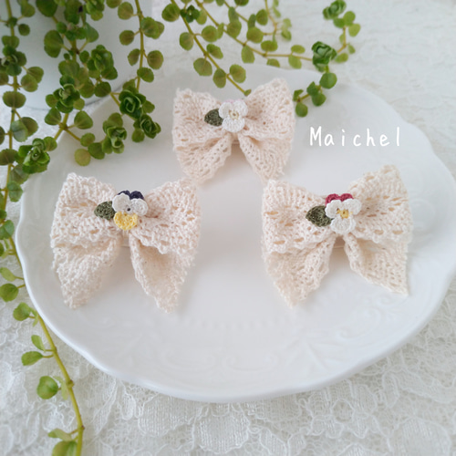 ビオラ②】ベビーヘアクリップ キッズヘアクリップ ヘアピン 名入れ