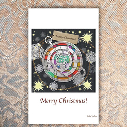 Kirie Design Christmas Card / クリスマスキャロルの懐中時計 / 2枚組 1枚目の画像