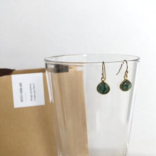 エメラルドマロンフックピアス（14kgfオプションあり） ピアス（フック  