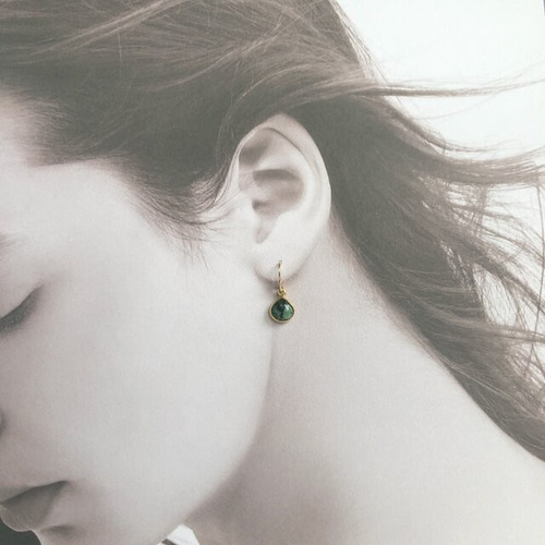 エメラルドマロンフックピアス（14kgfオプションあり） ピアス（フック  