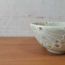 華紋茶碗　ごはん茶碗　オレンジと黄緑 4枚目の画像